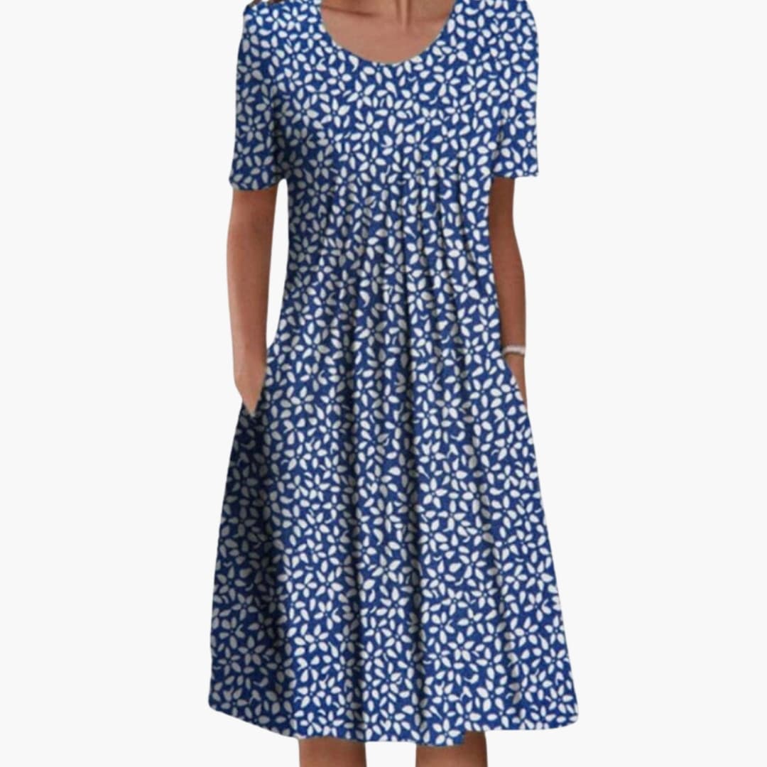 Women's Floral Print Short Sleeve Midi Dress
