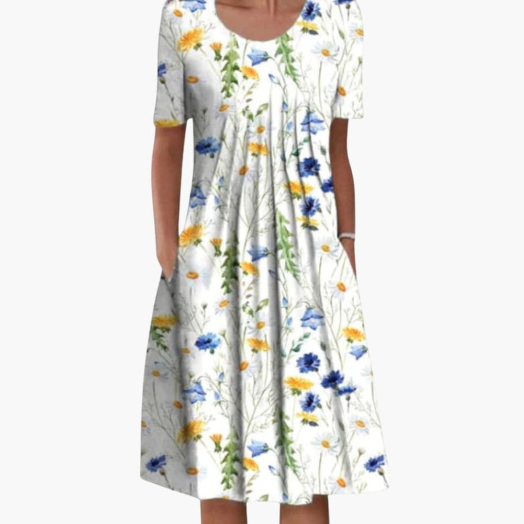 Women's Floral Print Short Sleeve Midi Dress