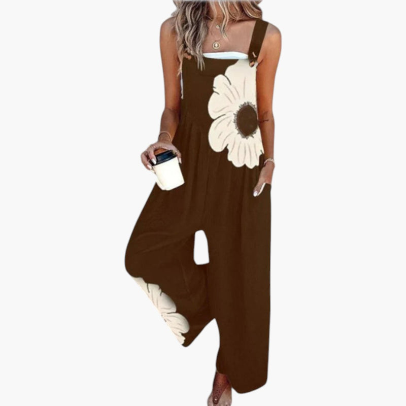 Model wearing jumpsuit in relaxed stance, demonstrating comfort and fit