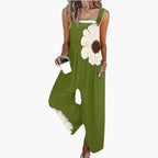 Flat lay of jumpsuit showing full garment layout