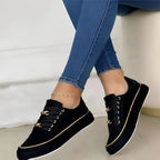 Trainer sole and heel detail with gold chain accent visible