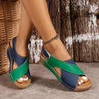 Close-up of wedge sandal sole and support structure
